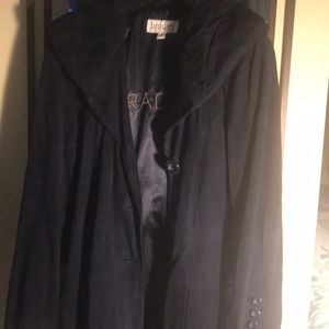 Navy blue suede long coat